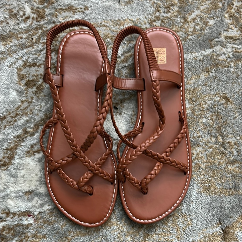 Braided Leather Sandals - Brown